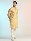 Men Yellow Digital Print Kurta Trouser Set