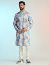 Men Blue Digital Print Kurta Trouser Set