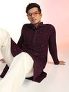 Purple Heavy Sequin Embroidered Kurta For Men