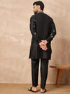 Prakatha Premium Black Embroidered Kurta Trouser Set for Men