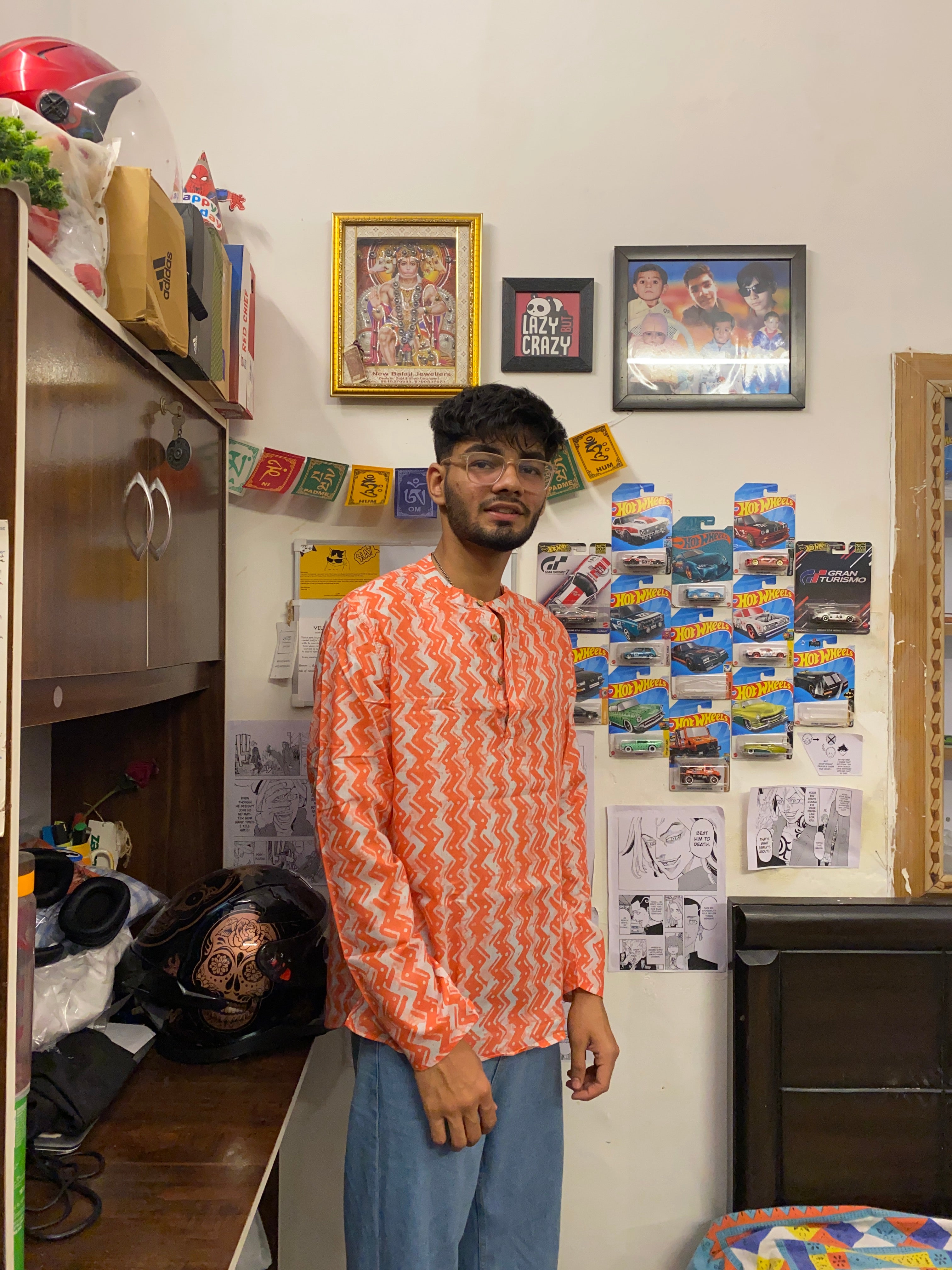 Orange Zigzag Cotton Blend Short Kurta For Men – Energetic & Easygoing