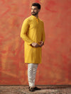 Yellow Thread Sequence And Embroidered Kurta Trouser Set For Men